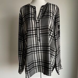 Simply Vera Vera Wang Plaid Popover Blouse in Size XL